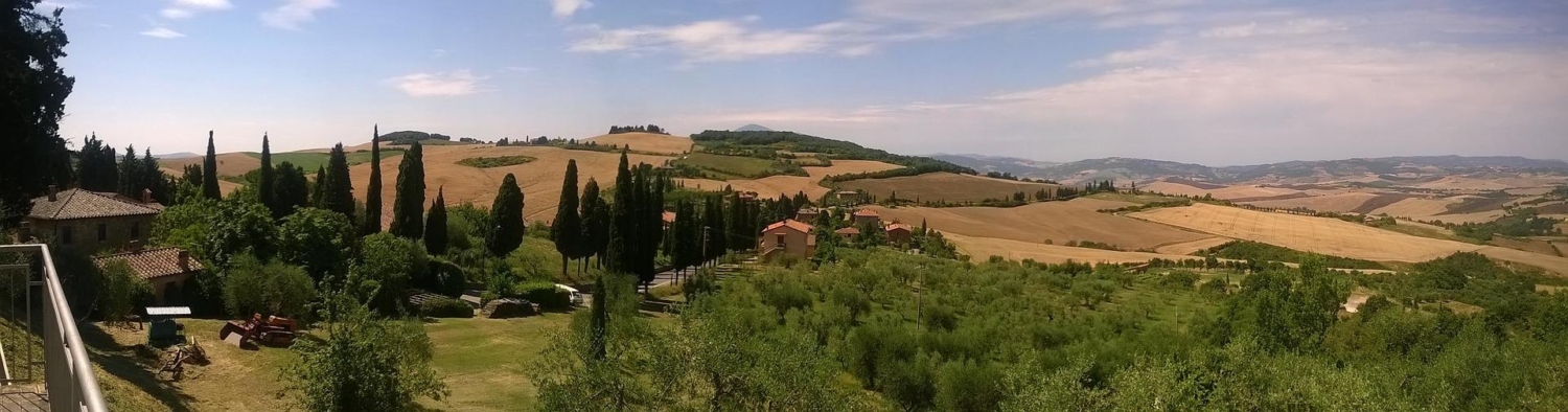 Toskana Landschaftsbild mit Feldern und Bäumen